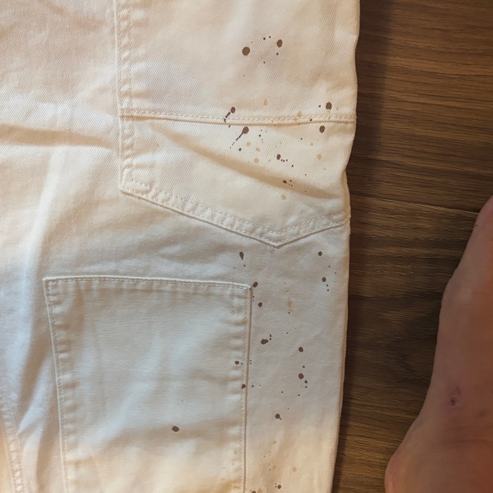 Wide Leg Cream Jeans - Picture 4 of 5